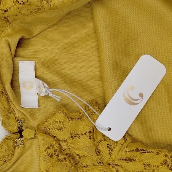 Charming Charlie Yellow Lace Overlay Sleeveless Shift Dress Size XL - Picture 7 of 7